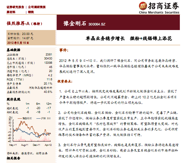 豫金刚石-300064-单晶业务稳步增长,微粉+线锯锦上添花