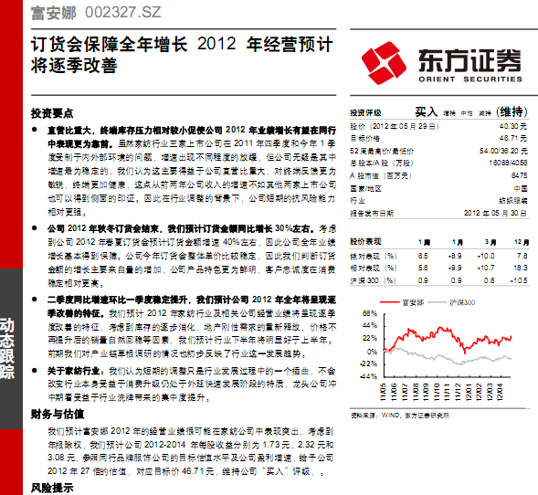 富安娜-002327-订货会保障全年增长,2012年经营预计将逐季改善