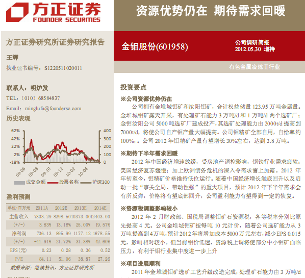 金钼股份-601958-资源优势仍在,期待需求回暖